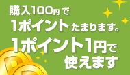 購入100円で1ポイントたまります。1ポイント1円で使えます